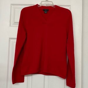 Madison Studio 100% Cashmere Red V Neck Sweater Sz M